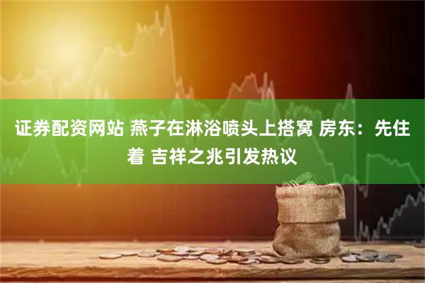 证券配资网站 燕子在淋浴喷头上搭窝 房东：先住着 吉祥之兆引发热议